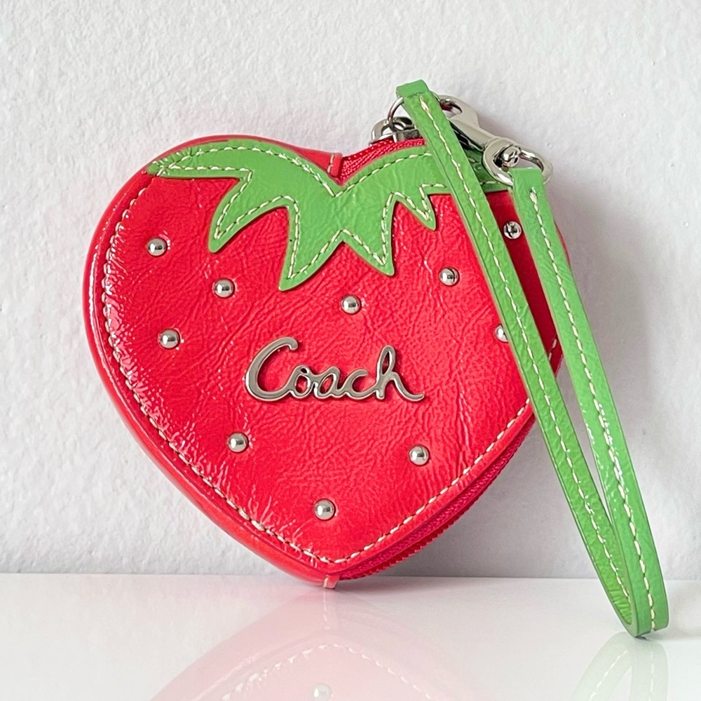 Vintage Coach Strawberry Coin Zip Pouch Wristlet